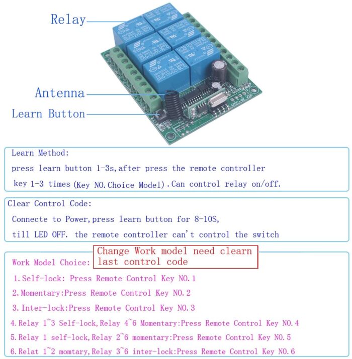 71Ct73DfOzS._AC_SL1226_ ماژول گیرنده 6 کانال لرن سفید 433 - Image 5